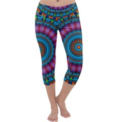 Mandela Kaleidoscope Squares Geometric Shapes Capri Yoga Leggings