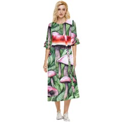 Charm Of The Toadstool Double Cuff Midi Dress