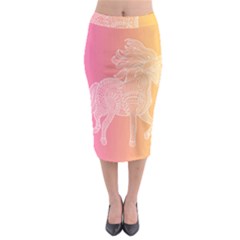 Unicorm Orange And Pink Midi Pencil Skirt by lifestyleshopee