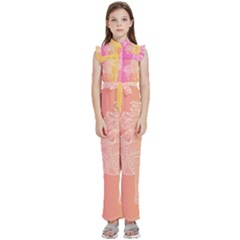 Unicorm Orange And Pink Kids  Sleeveless Ruffle Edge Band Collar Chiffon One Piece by lifestyleshopee