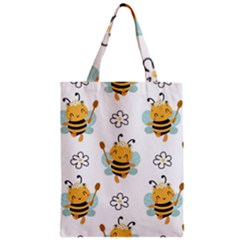 Art Bee Pattern Design Wallpaper Background Zipper Classic Tote Bag