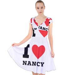 I Love Nancy Cap Sleeve Front Wrap Midi Dress by ilovewhateva