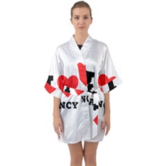 I Love Nancy Half Sleeve Satin Kimono  by ilovewhateva