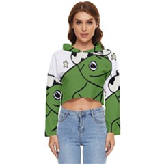 Frog With A Cowboy Hat Women s Lightweight Cropped Hoodie by Teevova