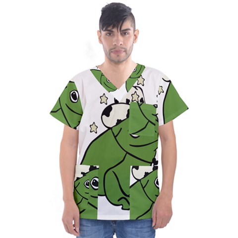 Frog With A Cowboy Hat Men s V-neck Scrub Top by Teevova