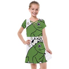 Frog With A Cowboy Hat Kids  Cross Web Dress by Teevova