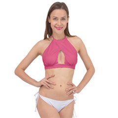 Fruit Dove Pink	 - 	cross Front Halter Bikini Top by ColorfulSwimWear