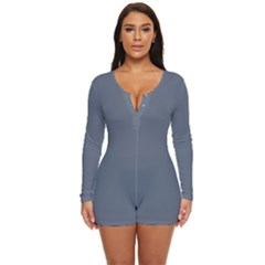 Jet Grey	 - 	long Sleeve Boyleg Swimsuit by ColorfulSwimWear