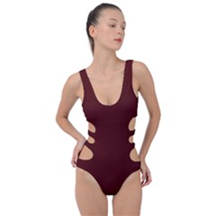 Wine Red	 - 	side Cut Out Swimsuit by ColorfulSwimWear