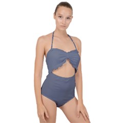 Mist Blue	 - 	scallop Top Cut Out Swimsuit by ColorfulSwimWear