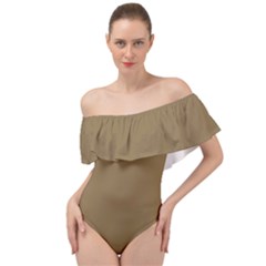 Dull Gold	 - 	off Shoulder Velour Bodysuit by ColorfulSwimWear