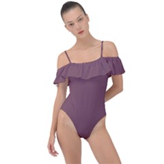 Dull Purple	 - 	frill Detail One Piece Swimsuit by ColorfulSwimWear