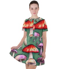 Glamour Mushroom For Enchantment And Bewitchment Short Sleeve Shoulder Cut Out Dress  by GardenOfOphir