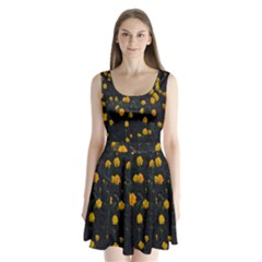 Bloomed Yellow Petaled Flower Plants Split Back Mini Dress  by artworkshop