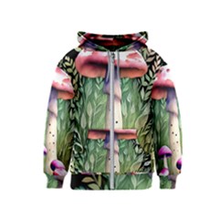 Mushroom Foraging In The Woods Kids  Zipper Hoodie