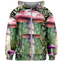 Mushroom Foraging In The Woods Kids  Zipper Hoodie Without Drawstring