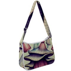 Antique Forest Mushrooms Zip Up Shoulder Bag