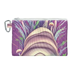 Forest Mushroom Fairy House Canvas Cosmetic Bag (large) by GardenOfOphir