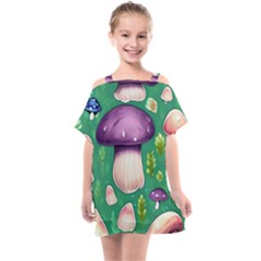 Forest Mushroom Garden Path Kids  One Piece Chiffon Dress by GardenOfOphir