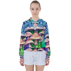 Woodsy Mushroom Forest Nature Women s Tie Up Sweat