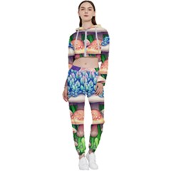 Woodsy Mushroom Forest Nature Cropped Zip Up Lounge Set by GardenOfOphir