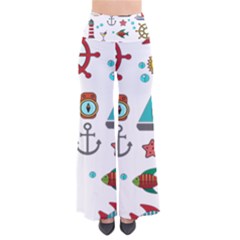 Marine Nautical Seamless Pattern Art So Vintage Palazzo Pants