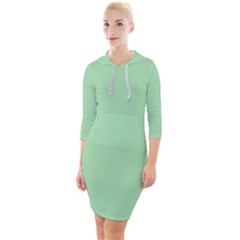 Soft Celadon Green	 - 	quarter Sleeve Hood Bodycon Dress by ColorfulDresses