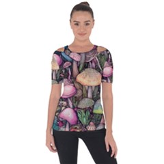 Mushroom Magic Shoulder Cut Out Short Sleeve Top