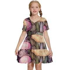 Mushroom Magic Kids  Short Sleeve Tiered Mini Dress by GardenOfOphir