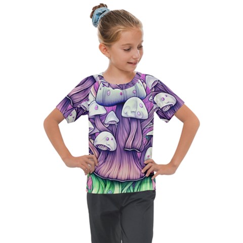 Forestcore Mushroom Kids  Mesh Piece Tee by GardenOfOphir