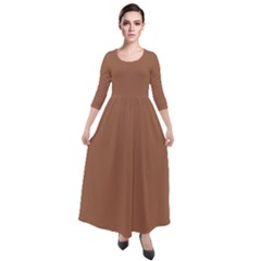 Brass Knuckles Brown	 - 	quarter Sleeve Maxi Velour Dress by ColorfulDresses