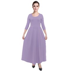 Crocus Petal Purple	 - 	quarter Sleeve Maxi Velour Dress by ColorfulDresses