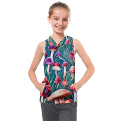 Forest Mushroom Kids  Sleeveless Hoodie