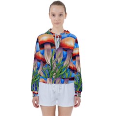 Garden Mushrooms In A Flowery Craft Women s Tie Up Sweat