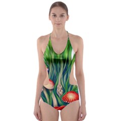 Vintage Mushroom Cut-out One Piece Swimsuit by GardenOfOphir