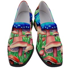 Light And Airy Mushroom Witch Artwork Women s Chunky Heel Loafers by GardenOfOphir