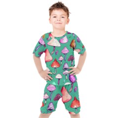 Goblin Mushroom Forest Boho Witchy Kids  Tee And Shorts Set