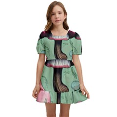 Boho Woods Mushroom Kids  Short Sleeve Dolly Dress by GardenOfOphir