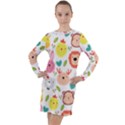 Cute Animals Cartoon Seamless Background Long Sleeve Hoodie Dress View1