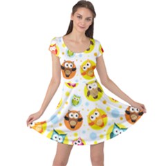 Owl Bird Cartoon Cap Sleeve Dress by Jancukart