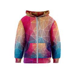 Multicolored Geometric Origami Idea Pattern Kids  Zipper Hoodie by Jancukart