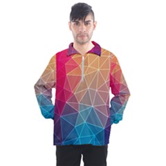 Multicolored Geometric Origami Idea Pattern Men s Half Zip Pullover by Jancukart