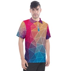 Multicolored Geometric Origami Idea Pattern Men s Polo Tee by Jancukart