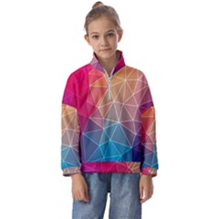 Multicolored Geometric Origami Idea Pattern Kids  Half Zip Hoodie by Jancukart