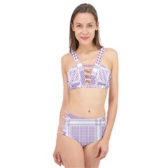 Square Purple Pattern Bead Purple Keffiyeh Purple Geometric Headdress Angle Violet Rectangle Cage Up Bikini Set by Jancukart