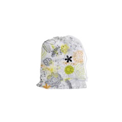 Doodle Flowers Hand Drawing Pattern Drawstring Pouch (xs)