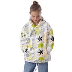 Doodle Flowers Hand Drawing Pattern Kids  Oversized Hoodie