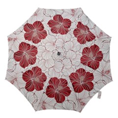 Red Hibiscus Flowers Art Hook Handle Umbrellas (medium) by Jancukart