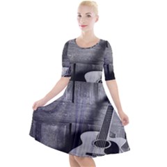 Acoustic Guitar Quarter Sleeve A-line Dress