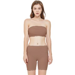 Brass Knuckles Brown	 - 	stretch Shorts And Tube Top Set by ColorfulSportsWear